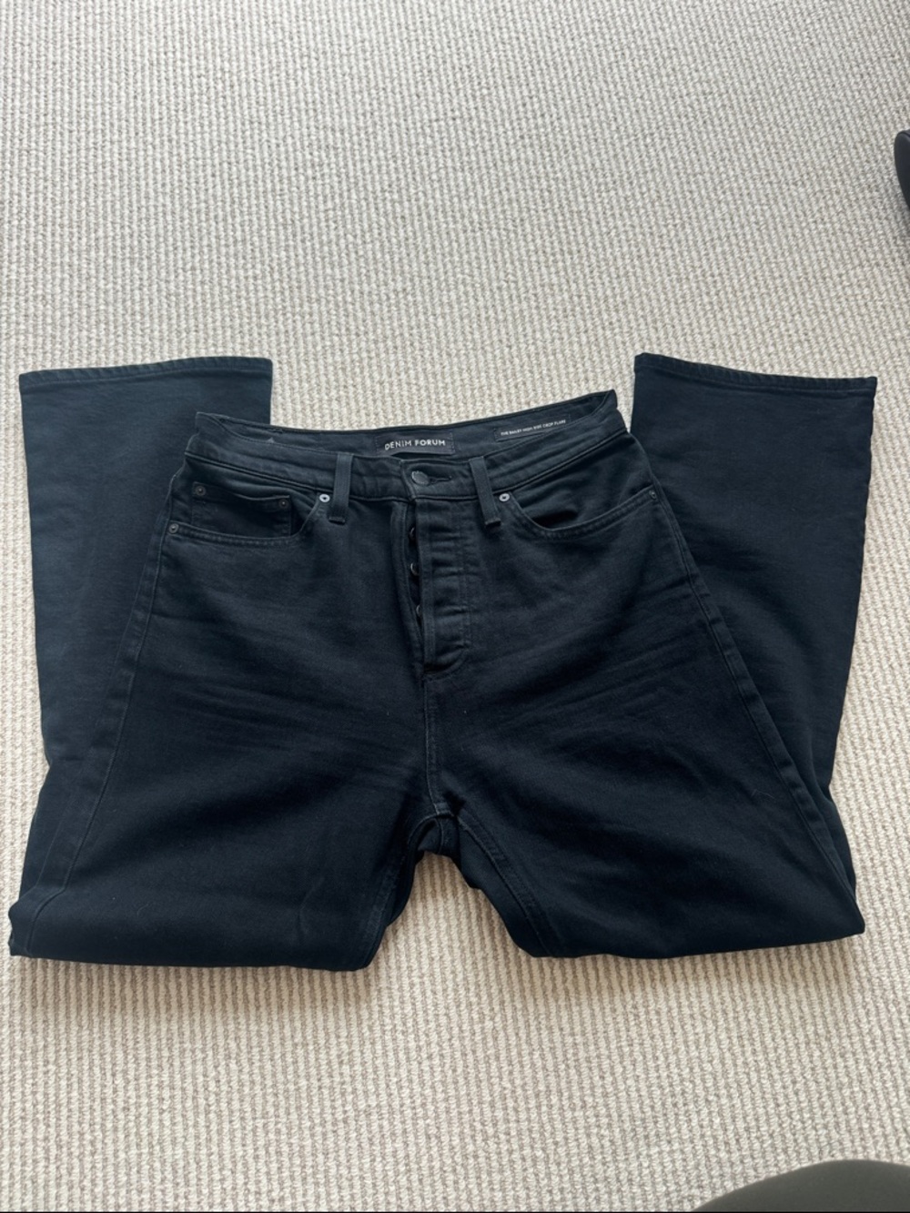 Denim Forum high wasted kick flare cropped Jean